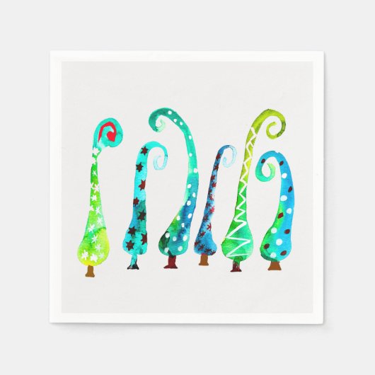 お洒落水色のクリスマスツリー スタンダードカクテルナプキン (正面)