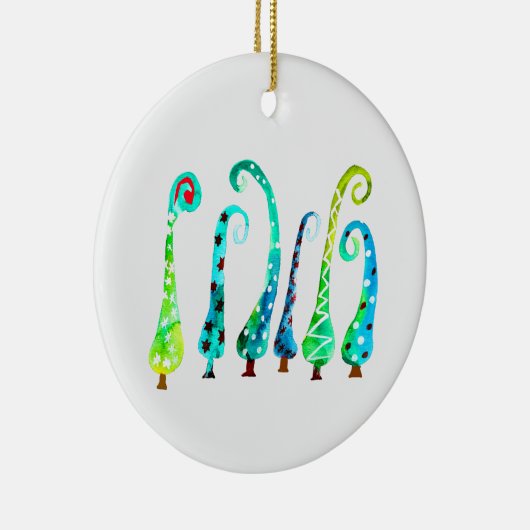 お洒落水色のクリスマスツリー セラミックオーナメント (右)