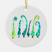 お洒落水色のクリスマスツリー セラミックオーナメント (正面)