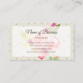 お洒落水色フローラ金ゴールドグリッター点 名刺 (裏面)