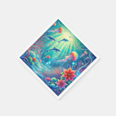 お洒落海洋生物&ポインセツィアデコップナプキンス スタンダードカクテルナプキン (角)