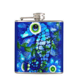 お洒落海馬の沿岸航海の海辺の青 フラスク