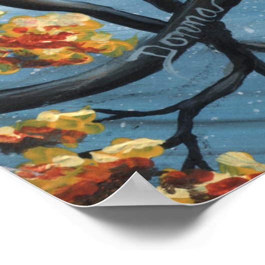 お洒落満月の絵画猫 ポスター (角)