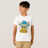 お洒落漫画カラフル宇宙UFO Tシャツ (正面フル)