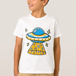 お洒落漫画カラフル宇宙UFO Tシャツ