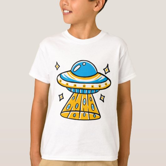 お洒落漫画カラフル宇宙UFO Tシャツ (正面)