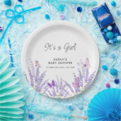 お洒落牧草地ラベンダーバタフライベビーシャワー ペーパープレート (パーティー)