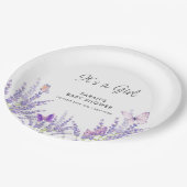 お洒落牧草地ラベンダーバタフライベビーシャワー ペーパープレート (アングル)