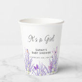 お洒落牧草地ラベンダーバタフライベビーシャワー 紙コップ (裏面)