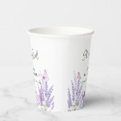 お洒落牧草地ラベンダーバタフライベビーシャワー 紙コップ (右)