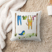 お洒落物干しの猫 クッション (ブランケット)