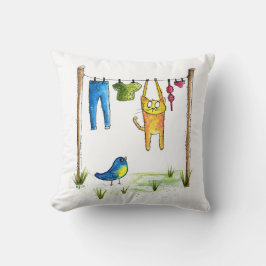 お洒落物干しの猫 クッション