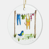 お洒落物干しの猫 セラミックオーナメント (左)