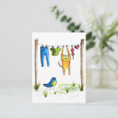 お洒落物干しの猫 ポストカード (スタンド正面)