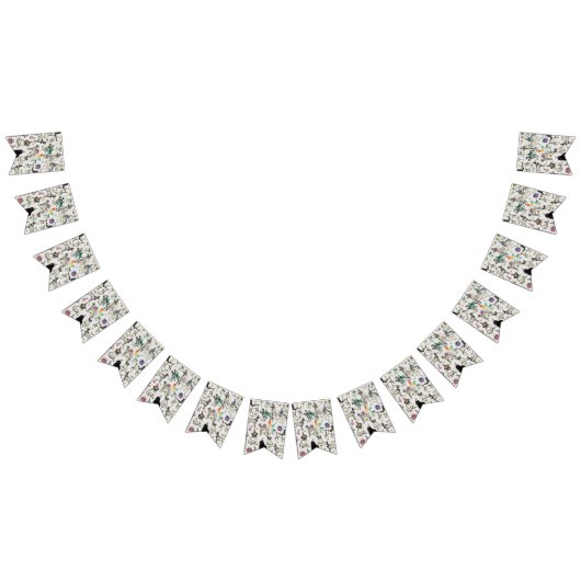 お洒落犬の誕生日パーティーお祝い バンティングフラッグ (全)