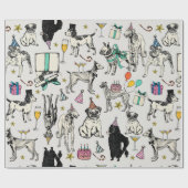 お洒落犬の誕生日パーティーお祝い ラッピングペーパー (フラット)