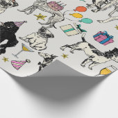 お洒落犬の誕生日パーティーお祝い ラッピングペーパー (角)