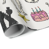 お洒落犬の誕生日パーティーお祝い ラッピングペーパー (ロールコーナー)