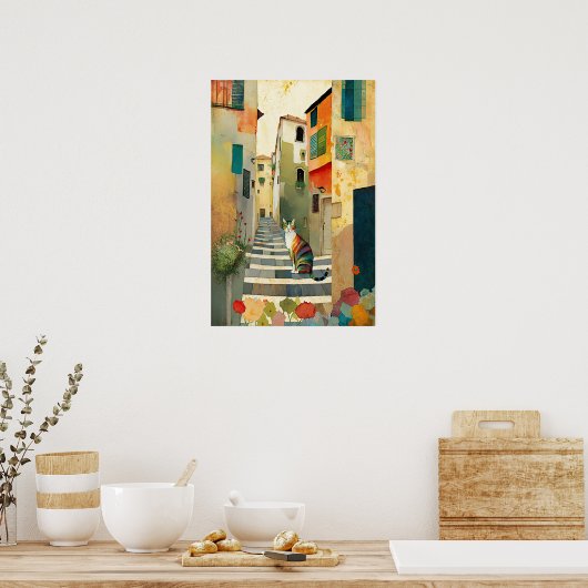 お洒落猫が住ん地中海のだ ポスター (キッチン)