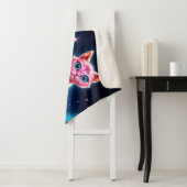 お洒落猫白熱［赤熱］光を放つ、ロングテールブルーアイズアート シェルパブランケット (インサイチュ)