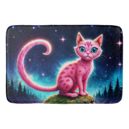 お洒落猫白熱［赤熱］光を放つ、ロングテールブルーアイズアート バスマット
