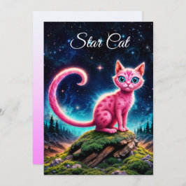 お洒落猫白熱［赤熱］光を放つ、ロングテールブルーアイズアート 招待状