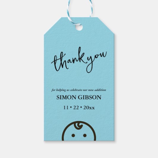 お洒落男の赤ちゃんサンキューメッセージカード ギフトタグ (正面)