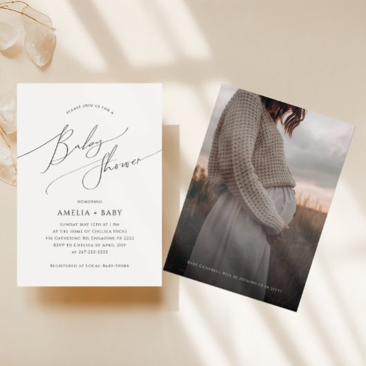 お洒落男女兼用 |フォトベビーシャワー 招待状