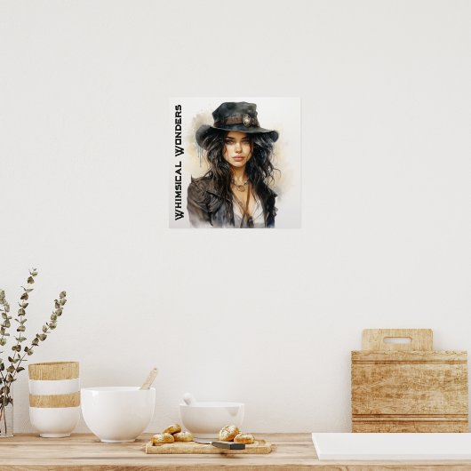 お洒落疑問に思ステームパンク若い女性ヴィンテージ ポスター (キッチン)