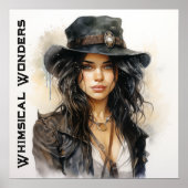 お洒落疑問に思ステームパンク若い女性ヴィンテージ ポスター (正面)