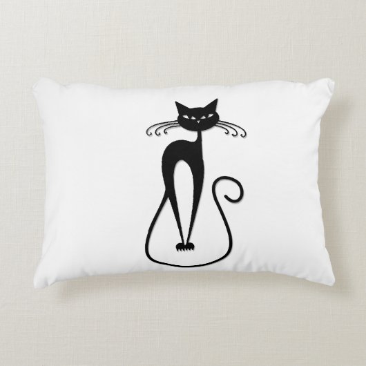 お洒落痩せた黒猫 アクセントクッション (正面)