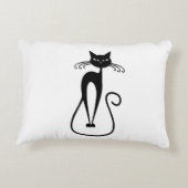 お洒落痩せた黒猫 アクセントクッション (裏面)