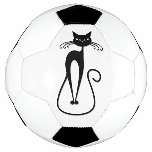 お洒落痩せた黒猫 サッカーボール (正面)