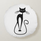 お洒落痩せた黒猫 ラウンドクッション (裏面)