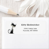 お洒落白黒いたずら猫アドレス ラベル (インサイチュ)