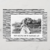 お洒落白黒ストライプ写真クリスマス シーズンカード (正面/裏面)