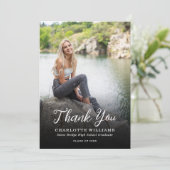 お洒落白黒写真の卒業 サンキューカード (スタンド正面)