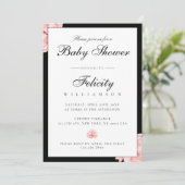 お洒落白黒水玉模様フローラベビーシャワー 招待状 (スタンド正面)