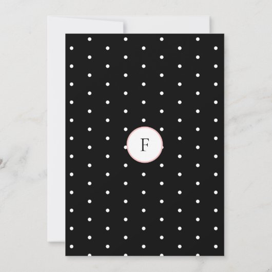 お洒落白黒水玉模様フローラベビーシャワー 招待状 (裏面)