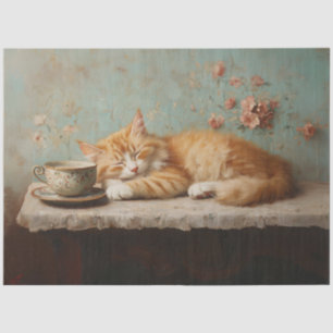お洒落眠るオレンジキャッ絵を描トの切り離 薄葉紙