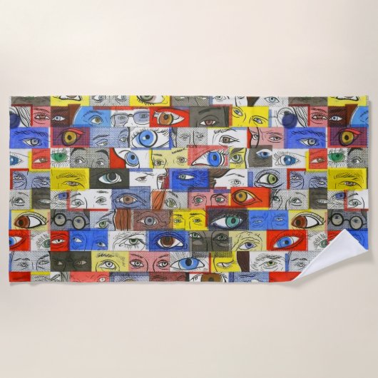 お洒落眼クール球スケッチ ビーチタオル (正面)