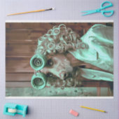 お洒落着付き鳥の犬のデコパージュ 薄葉紙 (クラフト)