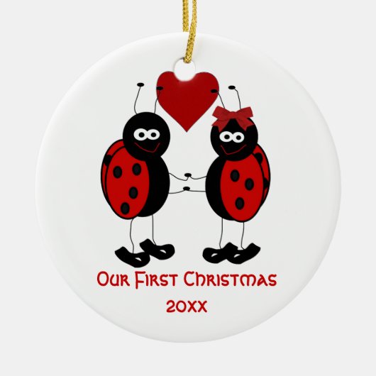 お洒落私達の初めてのクリスマスのオーナメント セラミックオーナメント (正面)