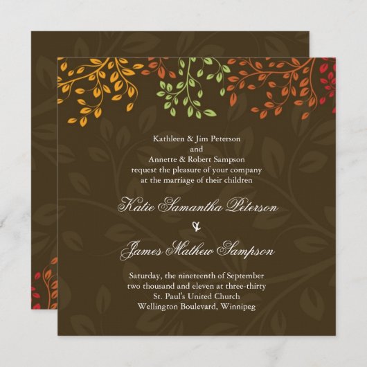 お洒落秋の結婚式招待状 招待状 (正面/裏面)