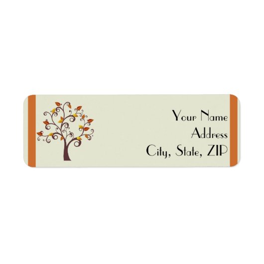 お洒落秋ツリー差出人住所 ラベル (正面)