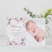 お洒落秋フローラ出生通知カード 招待状 (スタンド正面)