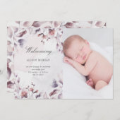お洒落秋フローラ出生通知カード 招待状 (正面/裏面)