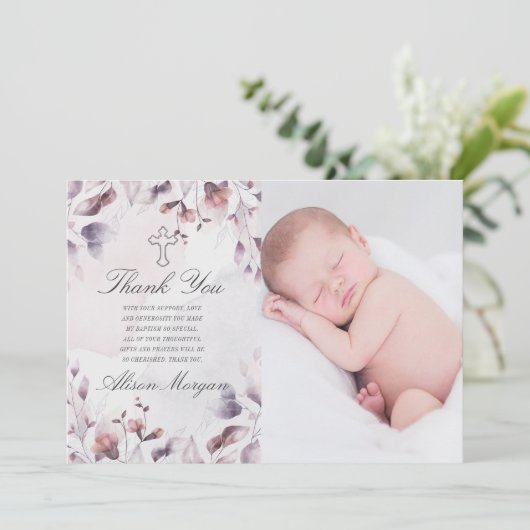 お洒落秋フローラ洗礼サンキューカード 招待状 (スタンド正面)