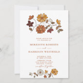 お洒落秋フローラQRコー結婚ド 招待状 (正面)