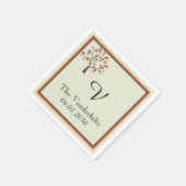 お洒落秋モノグ結婚ラムモノグラム結婚ズ スタンダードカクテルナプキン (角)